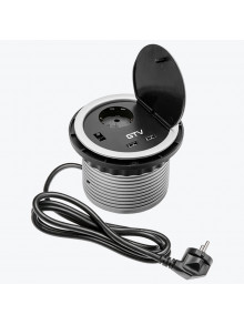 Розетка встраиваемая 1-местная с заземлением 2xUSB серебристая GTV CHARGER AE-BPW1S2UCH-80