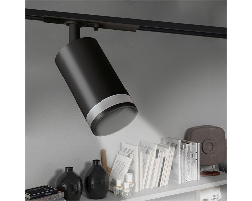 Трековый светильник GU10 однофазный круглый черный PL-23020B