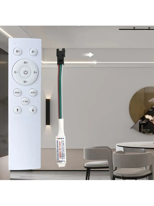 Контроллер для адресной светодиодной ленты CCT с пультом RF, DC12-24V, IP20, 3000K/4000K/6500K 4х2048 пиксельный PANLIGHT