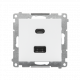 Розетка двойная USB тип А+С белая мат TEC2CA.01/111 SIMON 55