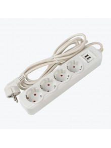 Удлинитель "Эксперт" 4 гнезда 2 метра 13А/3,0кВт с 2 USB 2,1А ПВС 3х1 UBA16-2USB-4-02i EKF PROxima