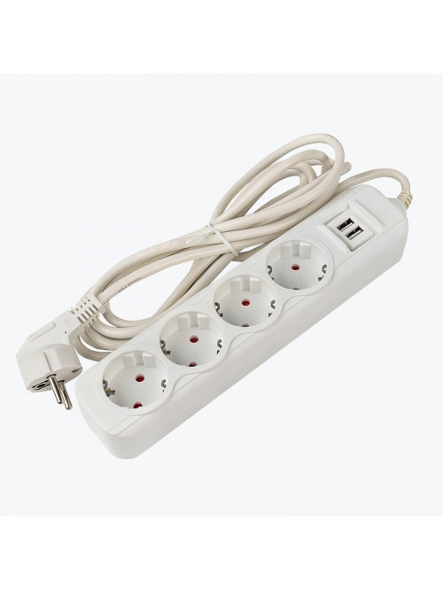 Удлинитель "Эксперт" 4 гнезда 2 метра 13А/3,0кВт с 2 USB 2,1А ПВС 3х1 UBA16-2USB-4-02i EKF PROxima