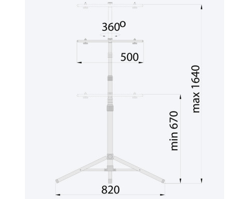 Штатив для прожектора двойной 2x500W, max.164cm, желтый OH-ST2500-23