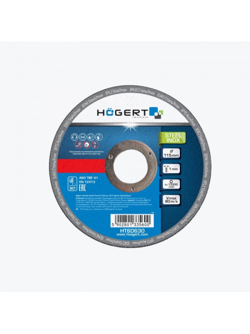 Диск отрезной по стали и нержавейки 115×1,0x22,23 HT6D630B HOEGERT