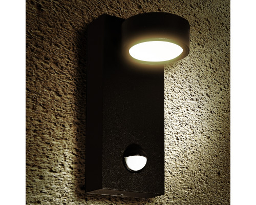 Светильник настенный LED 3W 4000K уличный с датчиком движения IP54 черный PL-150101PS PANLIGHT