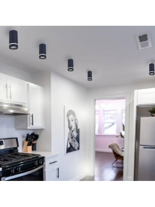 Точечный накладной светодиодный светильник LED 5W 4000K круглый черный PL-234355B
