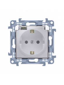 Priza euro protectie pentru copii cu capac alba IP44 CGSZ1BZ.01/11A SIMON 10