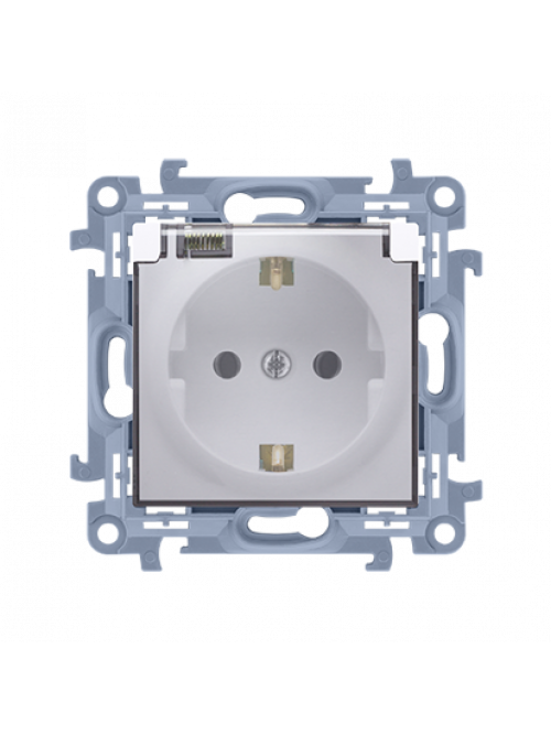 Priza euro protectie pentru copii cu capac alba IP44 CGSZ1BZ.01/11A SIMON 10