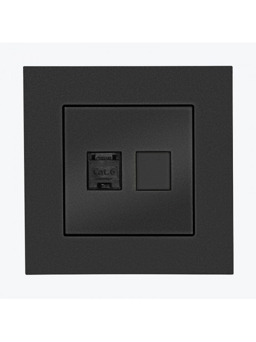 Розетка компьютерная одинарная RJ45, категория 6e черный мат T61.01/149 SIMON 55