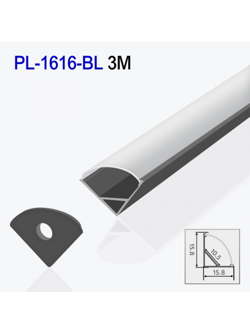 Алюминиевый профиль угловой для светодиодной ленты черный 3m/set 15.8*15.8mm PL-1616-BL 3m PANLIGHT