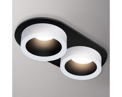 Встраиваемый светильник 2xGU10 круглый двойной черный PL-234242B