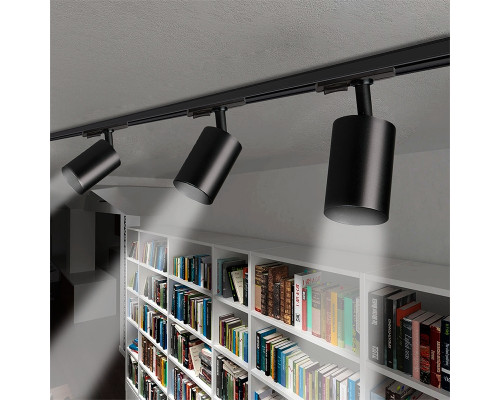 Трековый светильник GU10 однофазный круглый черный PL-23015B