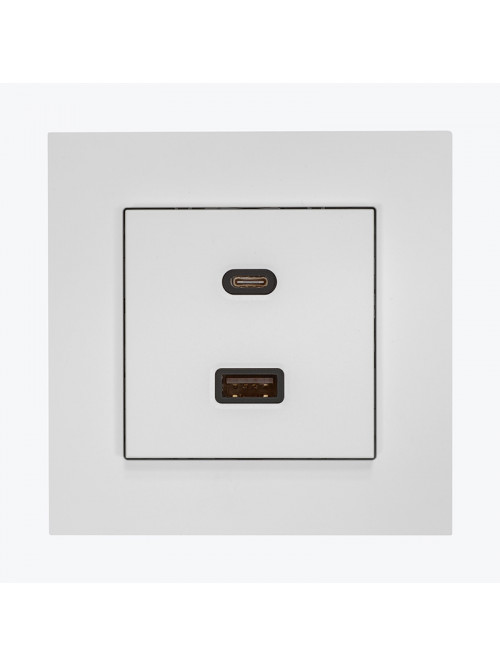 Розетка двойная USB тип А+С белая мат TEC2CA.01/111 SIMON 55