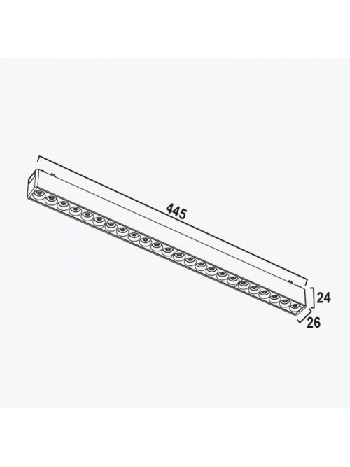 Светильник Linear на магнитную шину черный 24Вт,4000K,DC48V,445MM PANLIGHT ULTRA SLIM PL-24MTA-BK