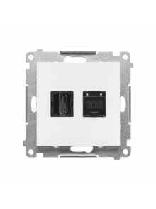 Розетка HDMI + компьютерная розетка RJ45 категория 6е белая мат TGHRJ45.01/111 SIMON 55