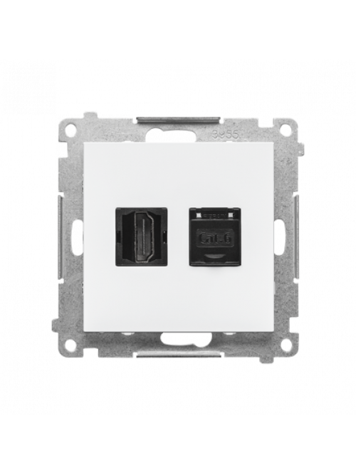 Розетка HDMI + компьютерная розетка RJ45 категория 6е белая мат TGHRJ45.01/111 SIMON 55