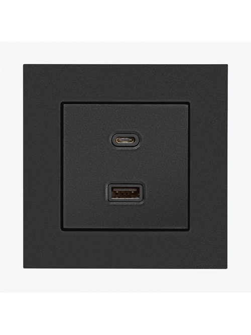 Розетка двойная USB тип А+С черный мат TEC2CA.01/149 SIMON 55