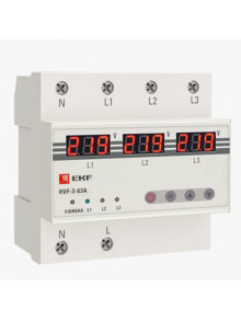 Реле контроля фаз с дисплеем RVF-3-63A EKF PROxima