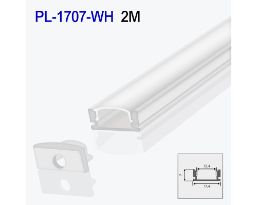 Алюминиевый профиль накладной для светодиодной ленты белый 2m/set 17.5*7mm PL-1707-WH 2m PANLIGHT