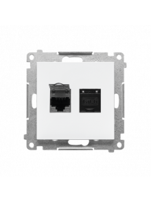 Розетка двойная компьютерная RJ45, категория 6e белая мат T62.01/111 SIMON 55