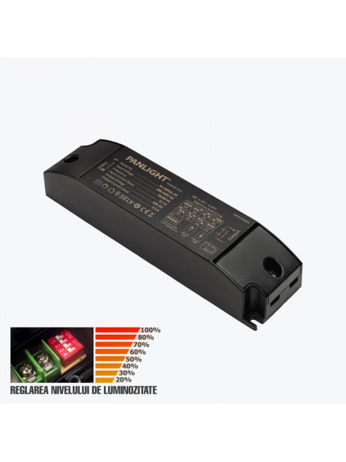 Блок питания для светодиодной ленты черный с регулировкой яркости SLIM DC24V 2.5A 60W IP20 PL-S60QL-24 PANLIGHT