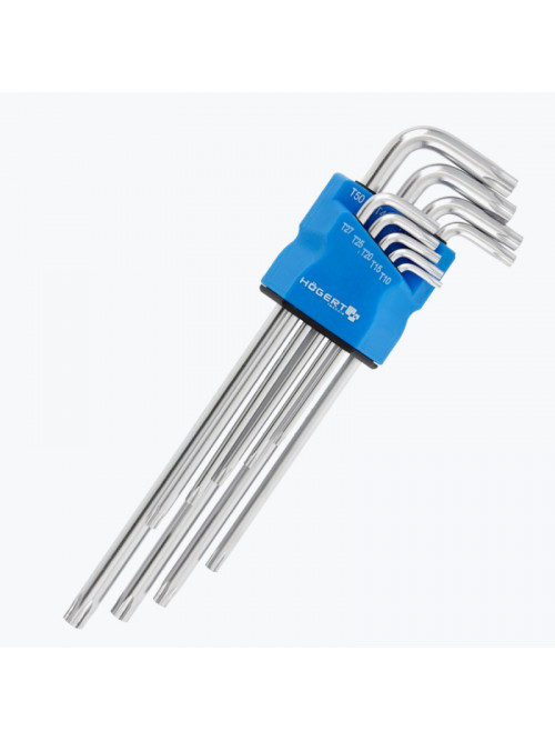 Набор Г-образных экстра длинных ключей TORX S2,, 9 шт. HT1W831 HOEGERT