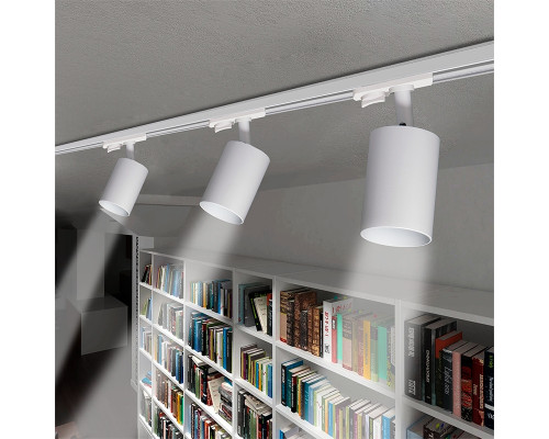 Трековый светильник GU10 однофазный круглый белый PL-23015W