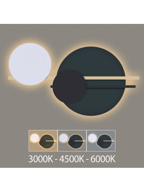 Настенный светильник 28W 3000K/4500K/6000K черный золотой PL-22409BG