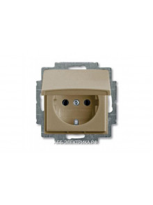 Розетка с/з с крышкой IP44, цвет Шампань, ABB Basic 55