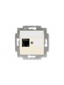Розетка информационная ABB Levit RJ45 категория 6 и заглушка слоновая кость