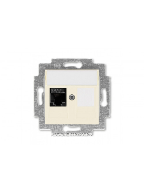 Розетка информационная ABB Levit RJ45 категория 6 и заглушка слоновая кость
