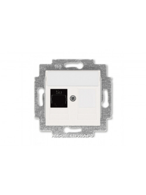 Розетка информационная ABB Levit RJ45 категория 5e и заглушка жемчуг