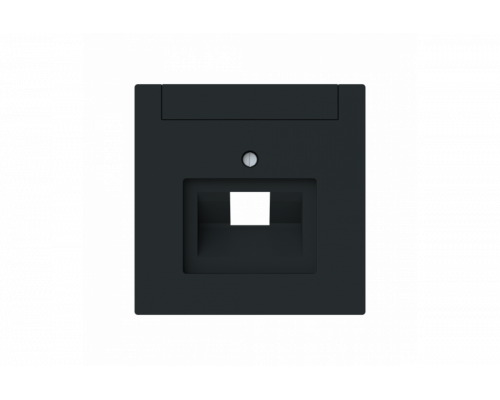 Cover plate with labelling field Data connection 1 gang black matt - Busch-art linear