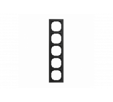 Cover frame 5gang glass black - Busch-art linear