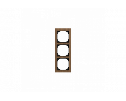 Cover frame 3gang wood walnut - Busch-art linear