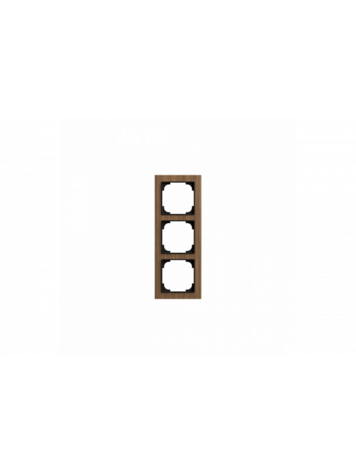 Cover frame 3gang wood walnut - Busch-art linear