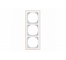 Cover frame with decor ring 3gang studio white matt / rose gold - Busch-art linear