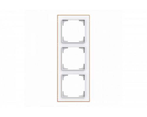 Cover frame with decor ring 3gang studio white matt / rose gold - Busch-art linear