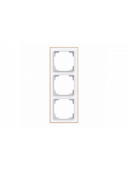 Cover frame with decor ring 3gang studio white matt / rose gold - Busch-art linear