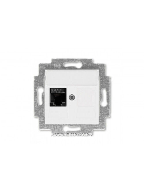 Розетка информационная ABB Levit RJ45 категория 6 и заглушка белый
