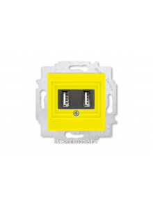 Розетка USB зарядка двойная ABB Levit жёлтый