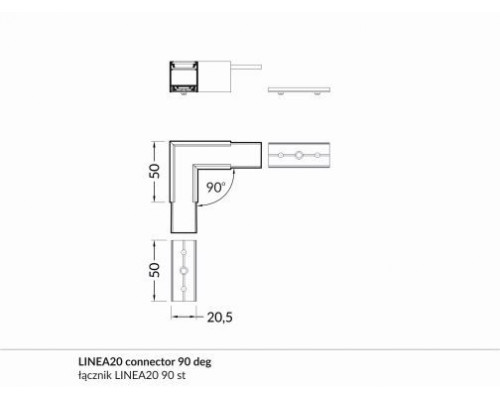 Element colt 90 grade profil LED Linea20 - 1 buc