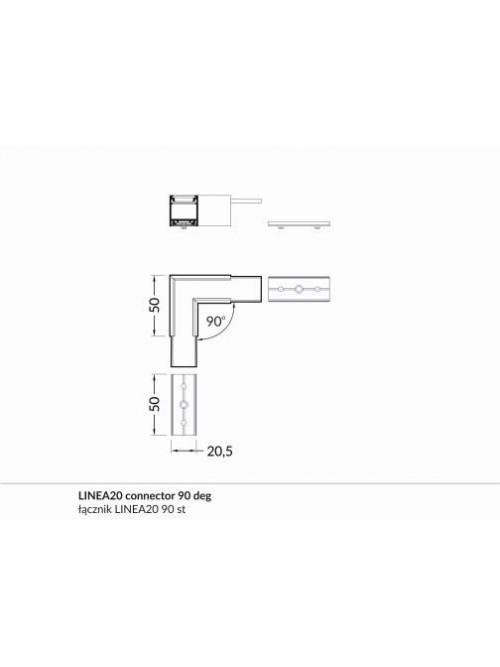 Element colt 90 grade profil LED Linea20 - 1 buc