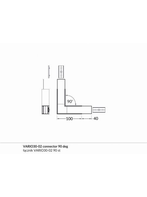 Element colt 90 grade profil LED Vario30-02 -1 bucată