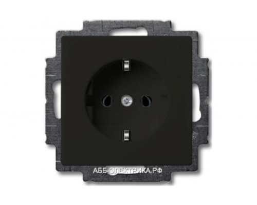 Розетка с/з (безвинтовой зажим), цвет Шато(черный), ABB Basic 55