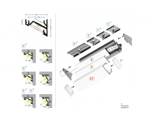 профиль LED CORNER14 EE7F/TY 2000 анодированный