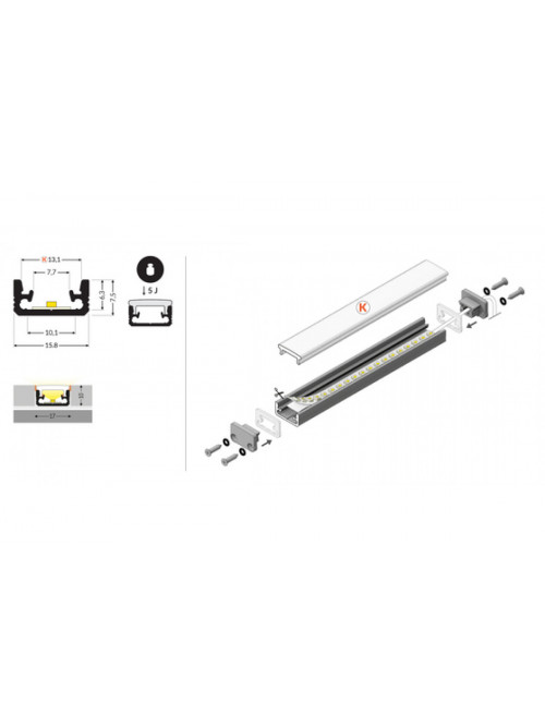 profil LED FLOOR8 K 4050 anod.
