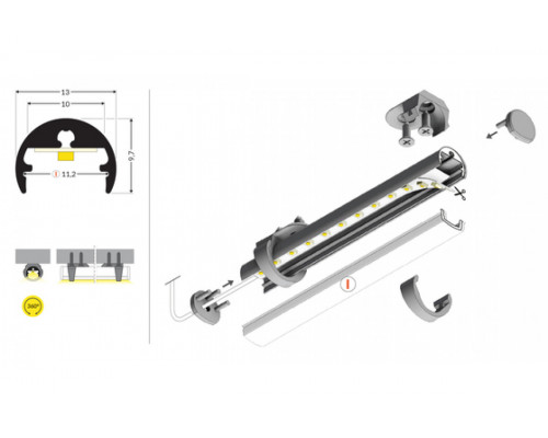 профиль LED PEN8 I 3000 анодированный