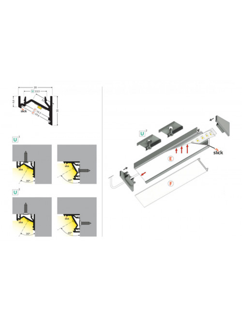 профиль LED CORNER12.v2 EF/U 2000 анодированный