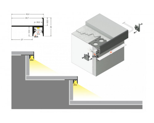 profil LED UP-TILE10 A 3000 anod.